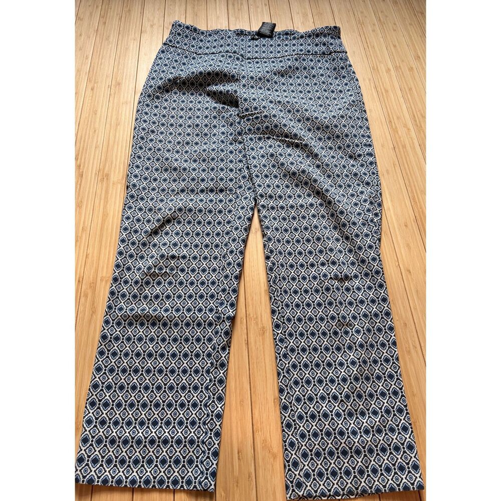 Zac & Rachel Women's Navy White Geometric Diamond Print Pants Size 10